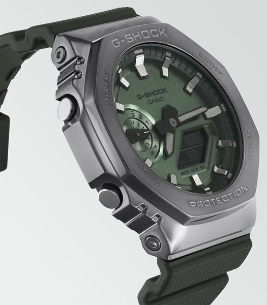 Horloge CASIO G-SHOCK Heren GM-2100B-3AER Analoog-digitaal Behuizing MINERAAL Groen Bracelette Hars Groen Boucle ardillon Etanchéiteiten 20BAR