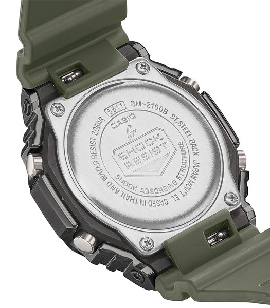 Horloge CASIO G-SHOCK Heren GM-2100B-3AER Analoog-digitaal Behuizing MINERAAL Groen Bracelette Hars Groen Boucle ardillon Etanchéiteiten 20BAR