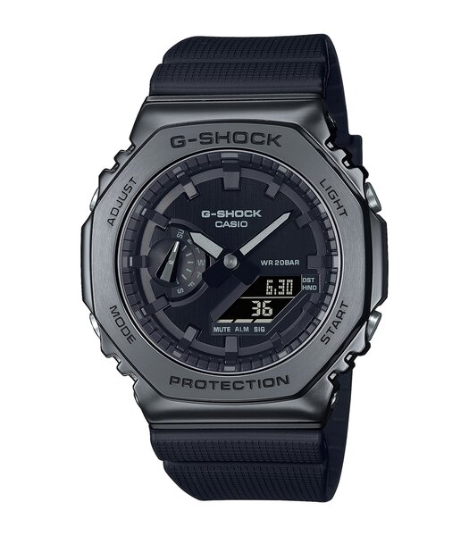 Horloge CASIO G-SHOCK Heren GM-2100BB-1AER Digitaal + analoog Behuizing Mineraal Zwart Bracelette Hars Zwart Boucle ardillon Etanchéiteiten 20 BAR