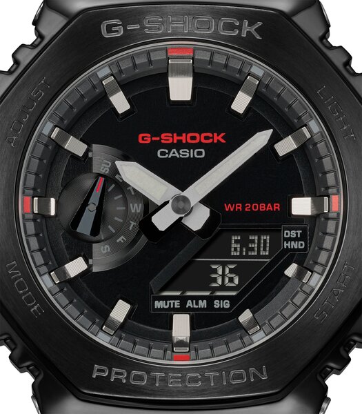 Horloge CASIO G-SHOCK Heren GM-2100CB-1AER Digitaal + analoog Behuizing Mineraal Zwart Bracelette Hars Zwart Boucle ardillon Etanchéiteiten 20 BAR