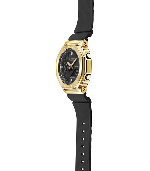 Horloge CASIO G-SHOCK Heren GM-2100G-1A9ER Digitaal + analoog Behuizing Mineraal Zwart Bracelette Hars Zwart Boucle ardillon Etanchéiteiten 20 BAR
