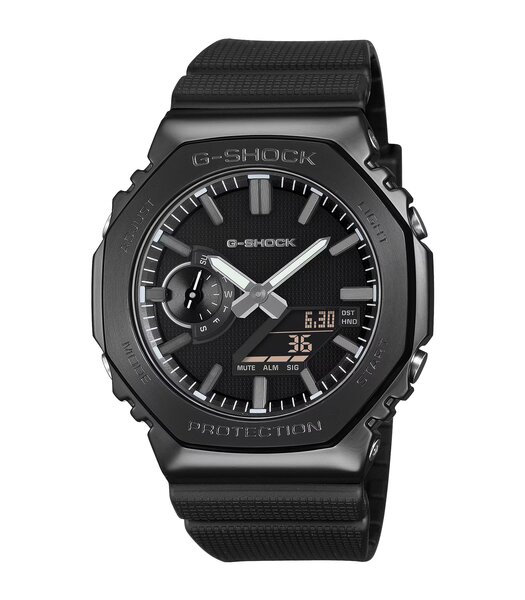 Horloge CASIO G-SHOCK Heren GM-2100LXB-1AER Digitaal + analoog Behuizing Mineraal Zwart Armband Hars Zwart Uitklapbare lus Waterdichtheid 20 ATM
