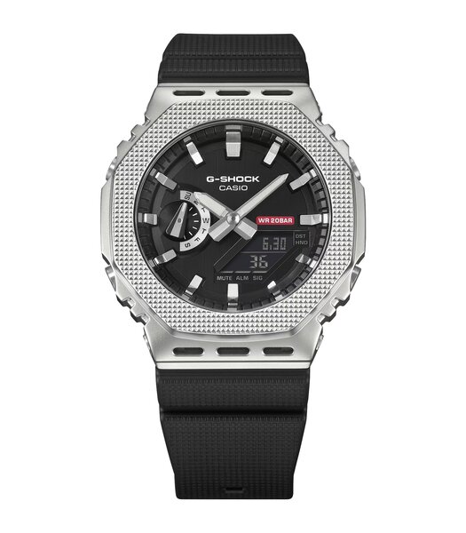 Horloge CASIO G-SHOCK Heren GM-2100M-1AER Digitaal + analoog Behuizing Mineraal Grijs Bracelette Hars Zwart Boucle ardillon Etanchéiteiten 20 BAR
