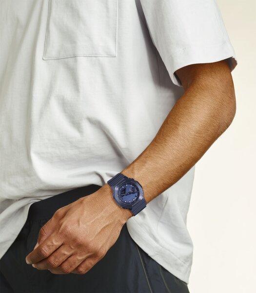 Horloge CASIO G-SHOCK Heren GM-2100N-2AER Digitaal + analoog Behuizing Mineraal Blauw Bracelette Hars Blauw Boucle ardillon Etanchéiteiten 20 BAR