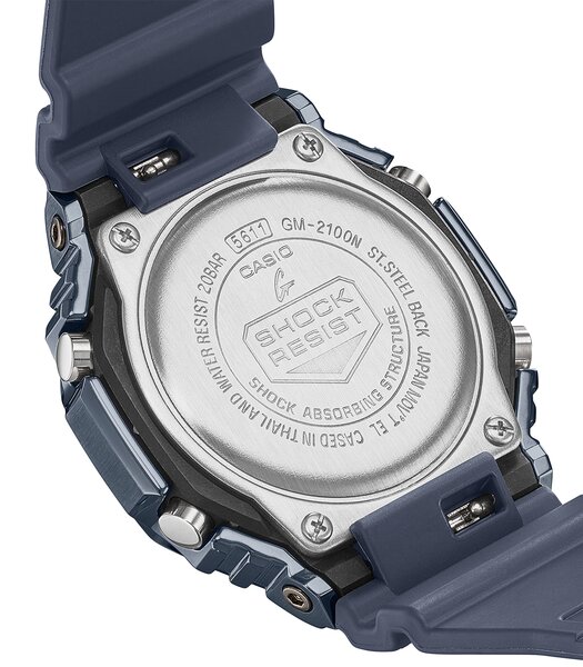 Horloge CASIO G-SHOCK Heren GM-2100N-2AER Digitaal + analoog Behuizing Mineraal Blauw Bracelette Hars Blauw Boucle ardillon Etanchéiteiten 20 BAR