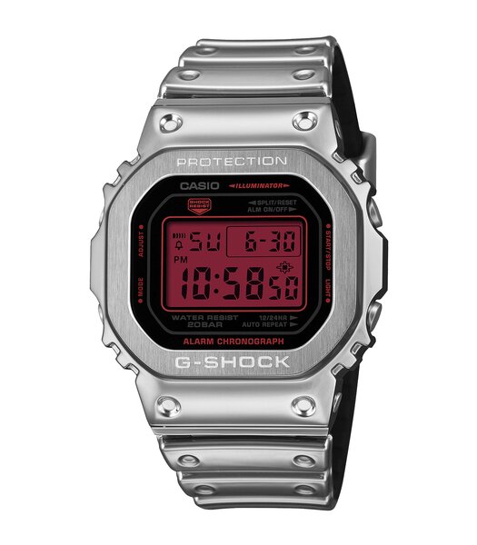Horloge CASIO G-SHOCK Heren GM-5600YRA-8ER Digitaal Behuizing MINERAAL Grijs Bracelette Hars Grijs Etanchéiteiten 20BAR