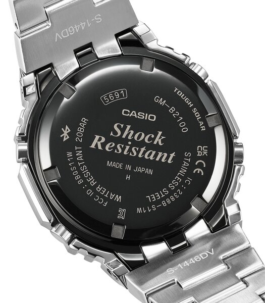 Horloge CASIO G-SHOCK Heren GM-B2100AD-2AER Analoog-digitaal Behuizing MINERAAL Blauw Bracelette Roestvrij staal Zilverkleurig Etanchéiteiten 20BAR
