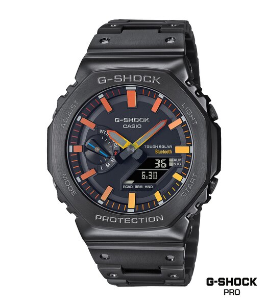 Montre CASIO G-SHOCK Homme GM-B2100BPC-1AER Analogue-Digital Cadran MINERAL Multicolore Bracelet Acier inoxydable Noir Boucle déployante Etanchéité 20