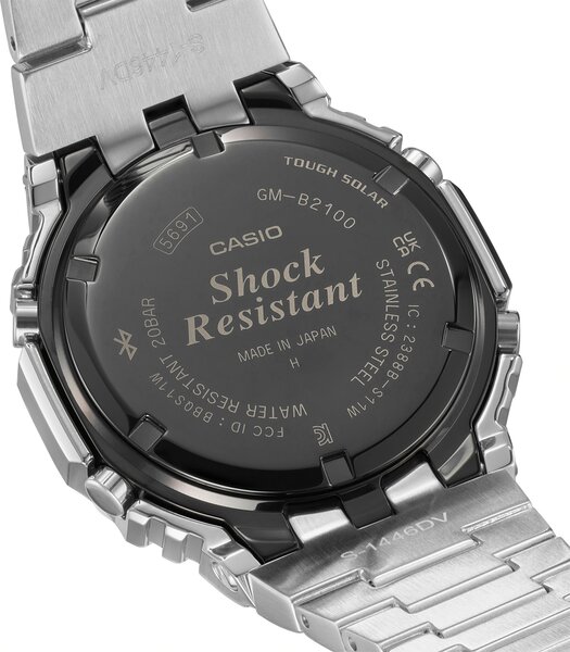 Horloge CASIO G-SHOCK Heren GM-B2100D-1AER Analoog Behuizing MINERAAL Zwart Bracelette Roestvrij staal Zilverkleurig Boucle déployante Etanchéiteiten