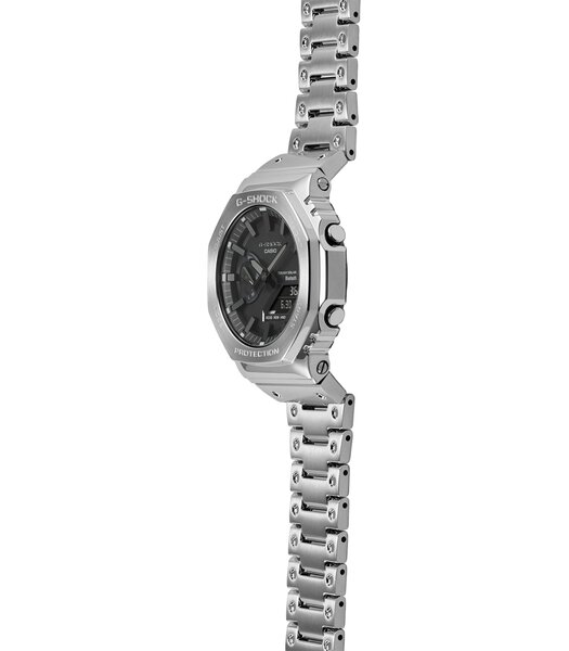 Horloge CASIO G-SHOCK Heren GM-B2100D-1AER Analoog Behuizing MINERAAL Zwart Bracelette Roestvrij staal Zilverkleurig Boucle déployante Etanchéiteiten