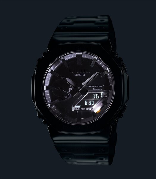 Horloge CASIO G-SHOCK Heren GM-B2100D-1AER Analoog Behuizing MINERAAL Zwart Bracelette Roestvrij staal Zilverkleurig Boucle déployante Etanchéiteiten