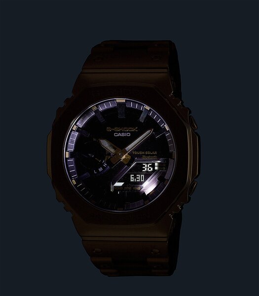 Horloge CASIO G-SHOCK Heren GM-B2100GD-9AER Analoog Behuizing MINERAAL Goud Bracelette Roestvrij staal Goud Boucle déployante Etanchéiteiten 20BAR