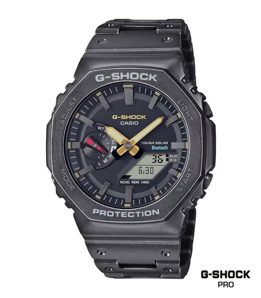Horloge CASIO G-SHOCK Heren GM-B2100VF-1ADR Analoog-digitaal Behuizing MINERAAL Goud Bracelette Roestvrij staal Zwart Boucle déployante Etanchéiteiten