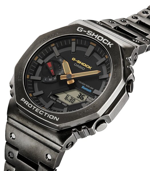 Horloge CASIO G-SHOCK Heren GM-B2100VF-1ADR Analoog-digitaal Behuizing MINERAAL Goud Bracelette Roestvrij staal Zwart Boucle déployante Etanchéiteiten