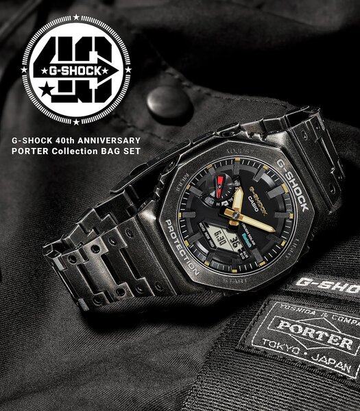 Horloge CASIO G-SHOCK Heren GM-B2100VF-1ADR Analoog-digitaal Behuizing MINERAAL Goud Bracelette Roestvrij staal Zwart Boucle déployante Etanchéiteiten