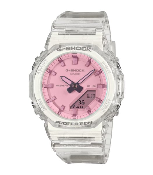 Montre CASIO G-SHOCK Unisexe GMA-P2100SR-7AER Digital + analogique Cadran Minéral Rose Bracelet Résine Transparent Etanchéité 20 ATM