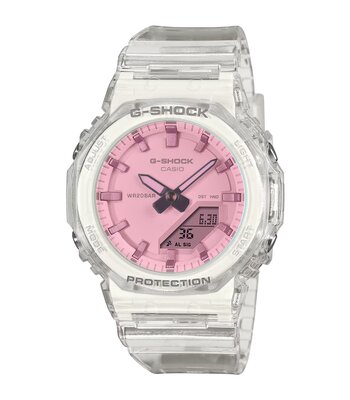 Montre CASIO G-SHOCK Unisexe GMA-P2100SR-7AER Digital + analogique Cadran Minéral Rose Bracelet Résine Transparent Etanchéité 20 ATM