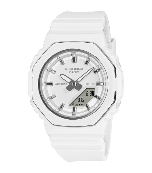 Horloge CASIO G-SHOCK Dames GMA-P2110-7AER Analoog-digitaal Behuizing MINERAAL Wit Bracelette Hars Wit Etanchéiteiten 20BAR
