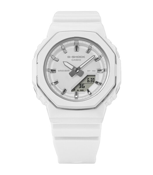 Horloge CASIO G-SHOCK Dames GMA-P2110-7AER Analoog-digitaal Behuizing MINERAAL Wit Bracelette Hars Wit Etanchéiteiten 20BAR