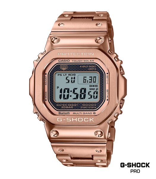 Horloge CASIO G-SHOCK Heren GMW-B5000GD-4ER Digitaal Behuizing MINERAAL Zwart Bracelette Roestvrij staal Roségoudkleurig BOUCLE DEPLOYANTE Etanchéitei