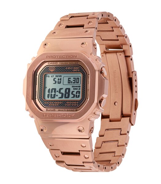 Horloge CASIO G-SHOCK Heren GMW-B5000GD-4ER Digitaal Behuizing MINERAAL Zwart Bracelette Roestvrij staal Roségoudkleurig BOUCLE DEPLOYANTE Etanchéitei