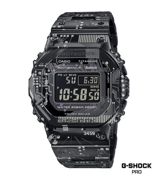 Horloge CASIO G-SHOCK Heren GMW-B5000TCC-1ER Digitaal Behuizing Saffier Zwart Bracelette Titanium Zwart Boucle déployante Etanchéiteiten 20 BAR