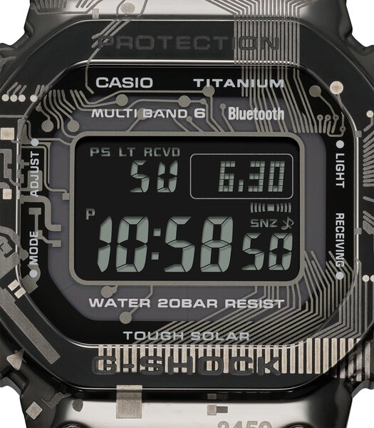Horloge CASIO G-SHOCK Heren GMW-B5000TCC-1ER Digitaal Behuizing Saffier Zwart Bracelette Titanium Zwart Boucle déployante Etanchéiteiten 20 BAR