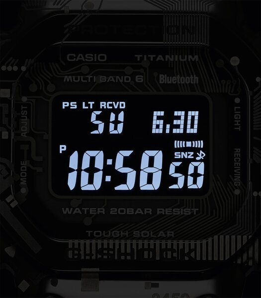 Horloge CASIO G-SHOCK Heren GMW-B5000TCC-1ER Digitaal Behuizing Saffier Zwart Bracelette Titanium Zwart Boucle déployante Etanchéiteiten 20 BAR