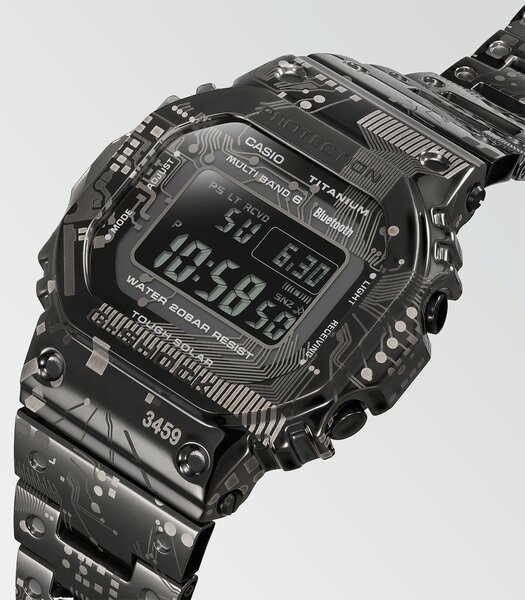 Horloge CASIO G-SHOCK Heren GMW-B5000TCC-1ER Digitaal Behuizing Saffier Zwart Bracelette Titanium Zwart Boucle déployante Etanchéiteiten 20 BAR