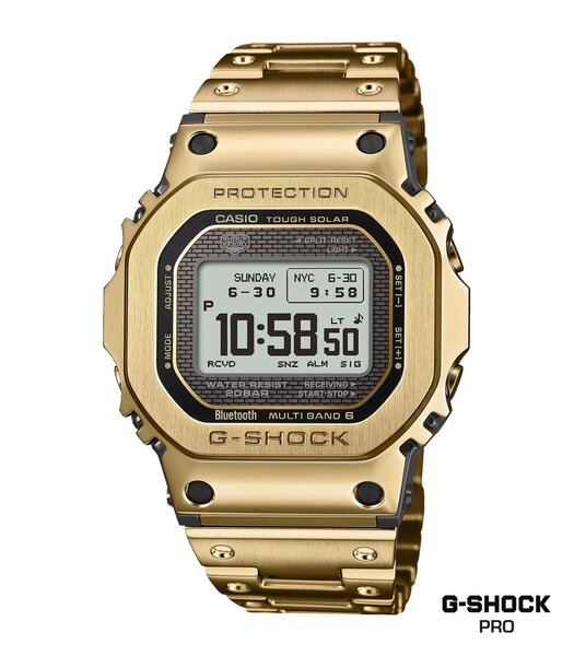 Montre CASIO G-SHOCK Homme GMW-BZ5000GD-9ER Digital Cadran MINERAL Or Bracelet Acier inoxydable Or Etanchéité 20BAR