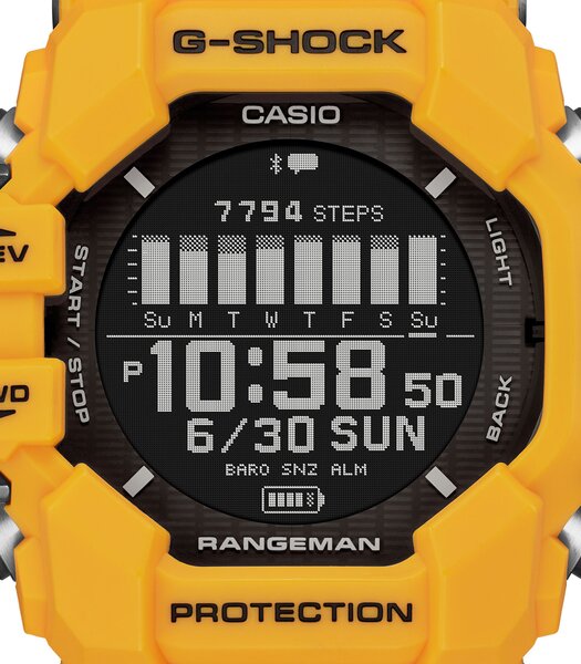 Horloge CASIO G-SHOCK Heren GPR-H1000-9ER Digitaal Behuizing Acryl Bracelette Hars Zwart Boucle ardillon
