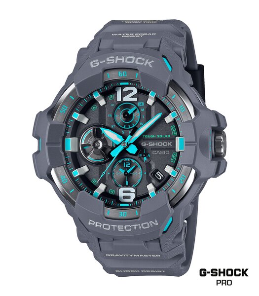 Horloge CASIO G-SHOCK Heren GR-B300-8A2ER Analoog Behuizing MINERAAL Blauw Bracelette Hars Grijs Etanchéiteiten 20BAR