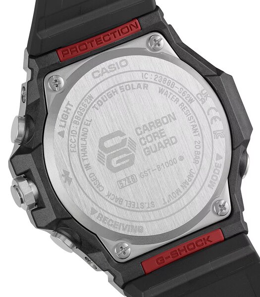 Horloge CASIO G-SHOCK Heren GST-B1000-1AER Analoog Behuizing Mineraal Zwart Armband Hars Zwart Waterdichtheid 20 ATM