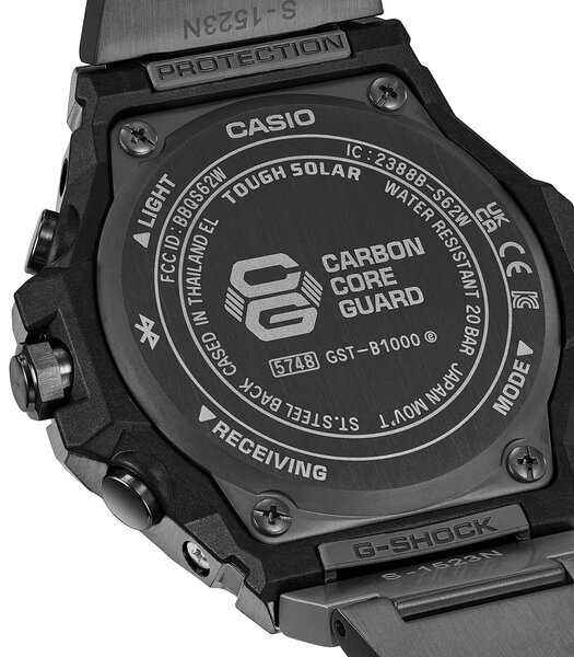 Horloge CASIO G-SHOCK Heren GST-B1000BD-1AER Analoog Behuizing Mineraal Zwart Bracelette Roestvrij staal Zwart Etanchéiteiten 20 ATM