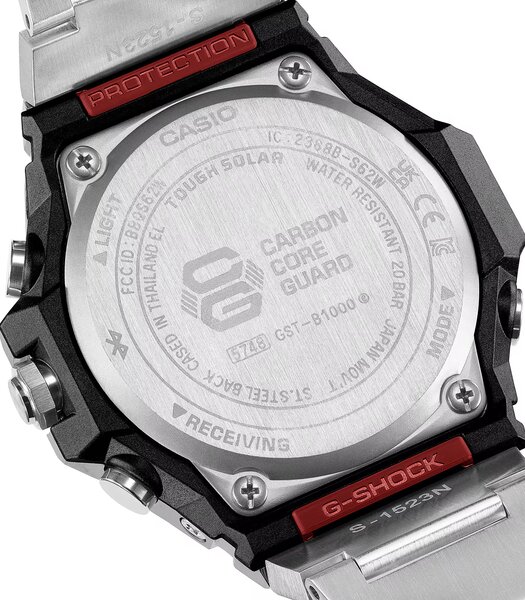 Montre CASIO G-SHOCK Homme GST-B1000D-1AER Analogue-Digital Cadran MINERAL Noir Bracelet Acier inoxydable Argenté Etanchéité 20BAR