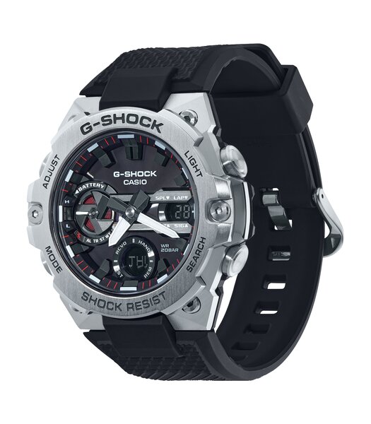 Horloge CASIO G-SHOCK Heren GST-B400-1AER Digitaal + analoog Behuizing Mineraal Zwart Bracelette Hars Zwart Boucle ardillon Etanchéiteiten 20 BAR