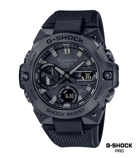Horloge CASIO G-SHOCK Heren GST-B400BB-1AER Digitaal + analoog Behuizing Mineraal Zwart Bracelette Hars Zwart Boucle ardillon Etanchéiteiten 20 BAR