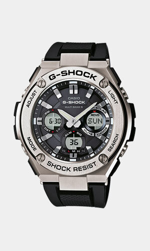 Horloge CASIO G-SHOCK Heren GST-W110-1AER Digitaal + analoog Behuizing Mineraal Zwart Bracelette Hars Zwart Boucle ardillon Etanchéiteiten 20 BAR