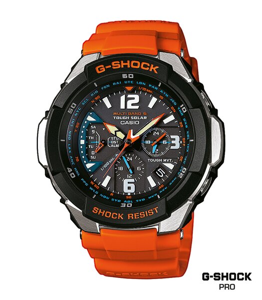 Horloge CASIO G-SHOCK Heren GW-3000M-4AER Analoog Behuizing Mineraal Zwart Bracelette Hars Oranje Boucle ardillon Etanchéiteiten 20 BAR