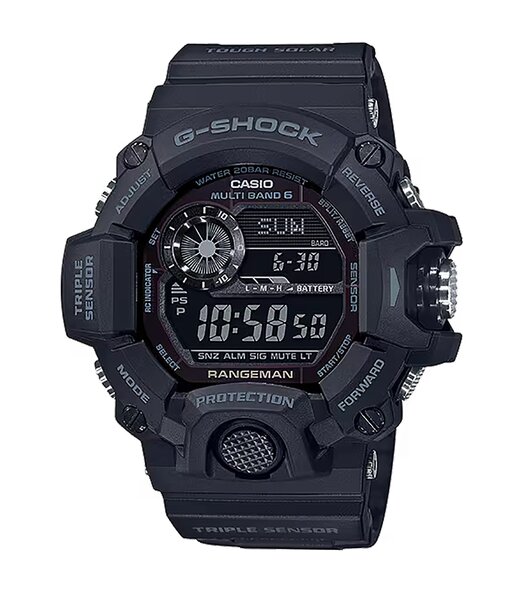 Horloge CASIO G-SHOCK Heren GW-9400-1BER Digitaal Behuizing Mineraal Zwart Bracelette Hars Zwart Etanchéiteiten 20 BAR
