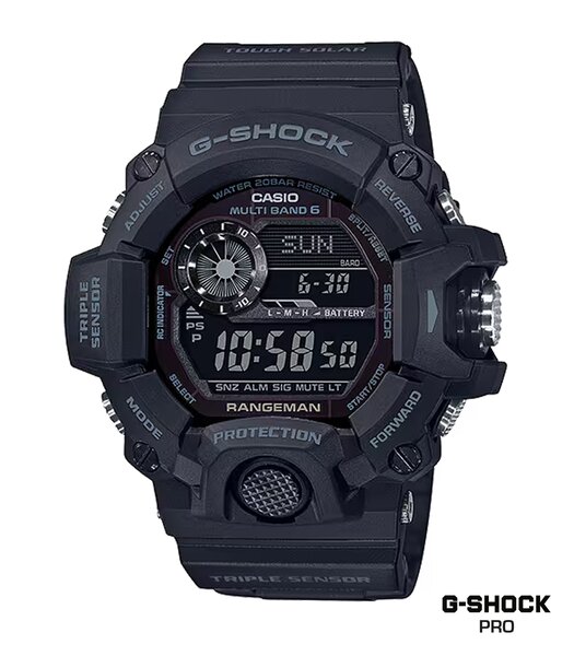 Montre CASIO G-SHOCK Homme GW-9400-1BER Digital Cadran Minéral Noir Bracelet Résine Noir Etanchéité 20 BAR