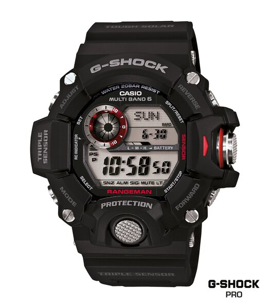 Horloge CASIO G-SHOCK Heren GW-9400-1ER Digitaal Behuizing MINERAAL Zwart Bracelette HARS Zwart Boucle ardillon Etanchéiteiten 20BAR