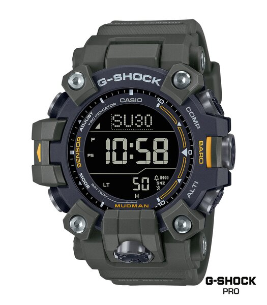 Horloge CASIO G-SHOCK Heren GW-9500-3ER Digitaal Behuizing Mineraal Zwart Bracelette Gerecyclede hars Groen Boucle ardillon Etanchéiteiten 20 BAR