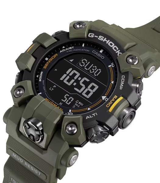 Horloge CASIO G-SHOCK Heren GW-9500-3ER Digitaal Behuizing Mineraal Zwart Bracelette Gerecyclede hars Groen Boucle ardillon Etanchéiteiten 20 BAR