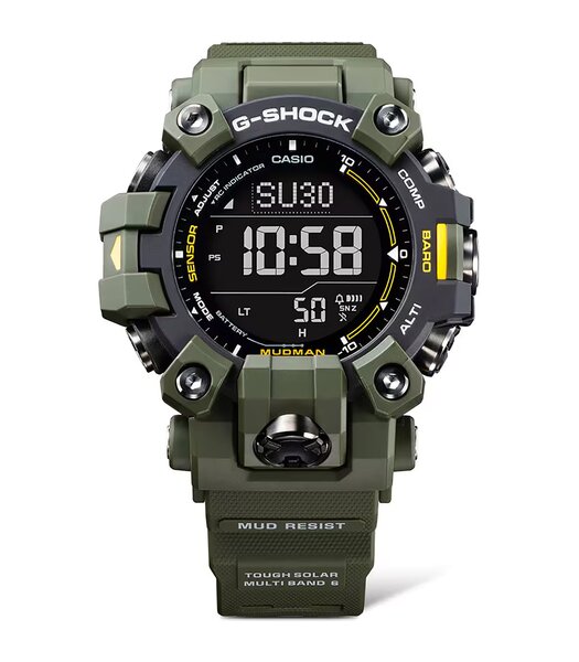 Horloge CASIO G-SHOCK Heren GW-9500-3ER Digitaal Behuizing Mineraal Zwart Bracelette Gerecyclede hars Groen Boucle ardillon Etanchéiteiten 20 BAR