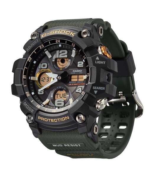 Horloge CASIO G-SHOCK Heren GWG-100-1A3ER Digitaal + analoog Behuizing Mineraal Zwart Bracelette Hars Groen Boucle ardillon Etanchéiteiten 20 BAR
