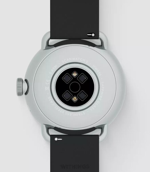 Horloge Withings SCANWATCH 2 Unisex HWA10-01 Analoog-digitaal Behuizing MINERAAL Zwart Bracelette Silicone Zwart Boucle ardillon Etanchéiteiten 5BAR