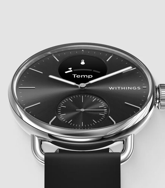 Horloge Withings SCANWATCH 2 Unisex HWA10-01 Analoog-digitaal Behuizing MINERAAL Zwart Bracelette Silicone Zwart Boucle ardillon Etanchéiteiten 5BAR