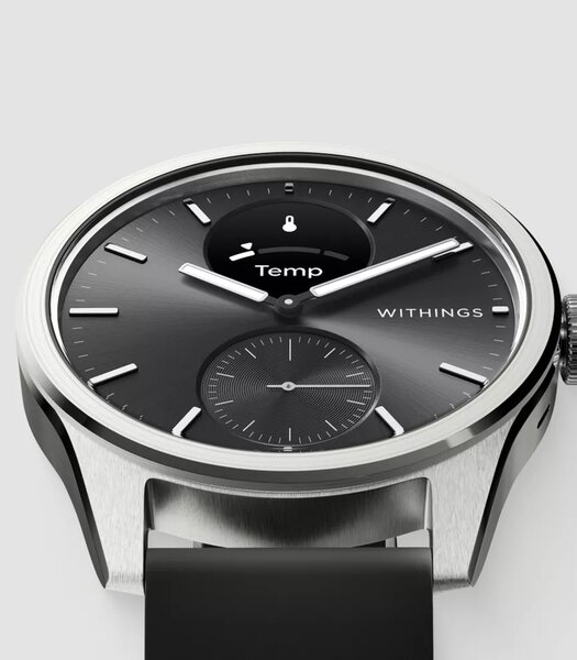 Horloge Withings SCANWATCH 2 Heren HWA10-04 Analoog-digitaal Behuizing Saffier Zwart Bracelette Silicone Zwart Etanchéiteiten 5BAR