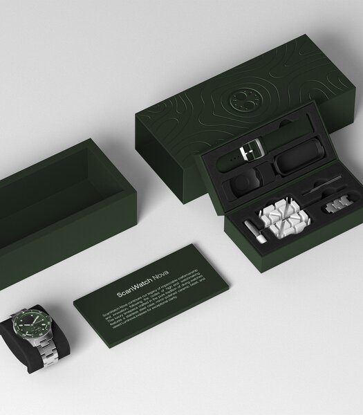Horloge Withings SCANWATCH NOVA Heren HWA10-08 Analoog-digitaal Behuizing Saffier Groen Bracelette Roestvrij staal Staal Etanchéiteiten 10BAR